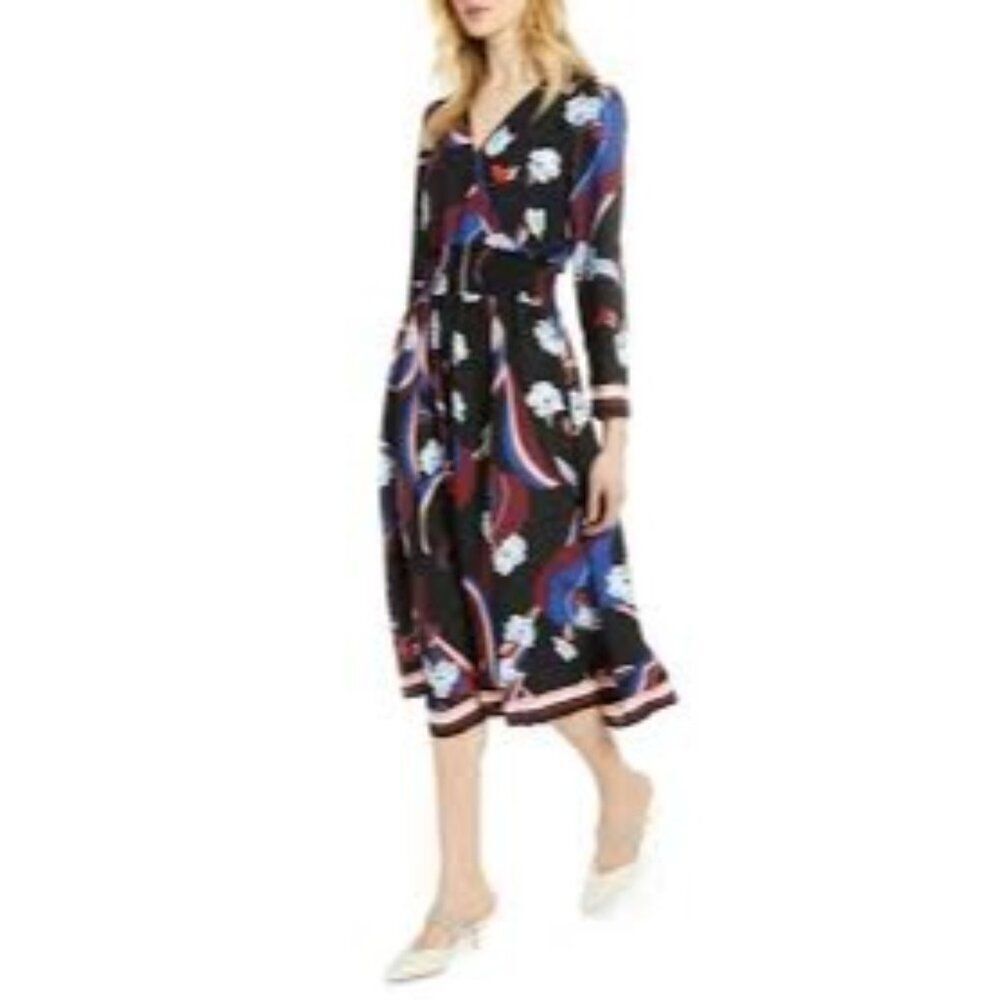 Halogen Long Women's Sleeve Smocked Waist Midi Dress Size XS Petite